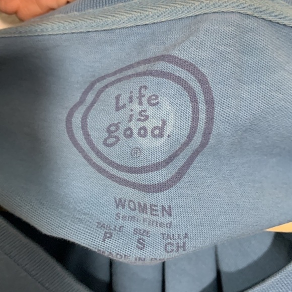 Life is Good Cadet Blue Happy Daisy Screen Print Short Sleeve Tee size S - Picture 4 of 10
